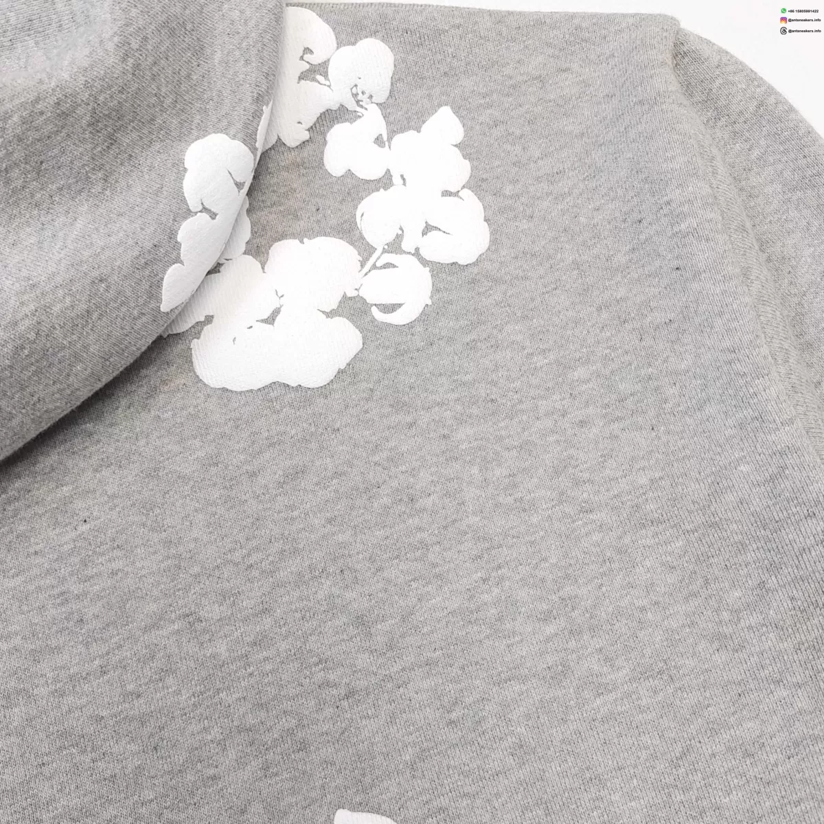 Denim Tears White Cotton Flower Gray Zip Hoodie