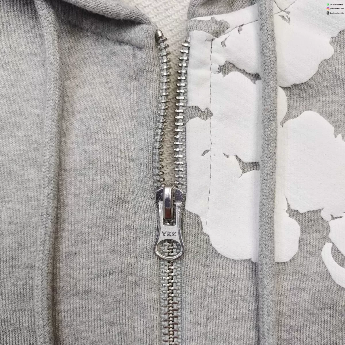 Denim Tears White Cotton Flower Gray Zip Hoodie