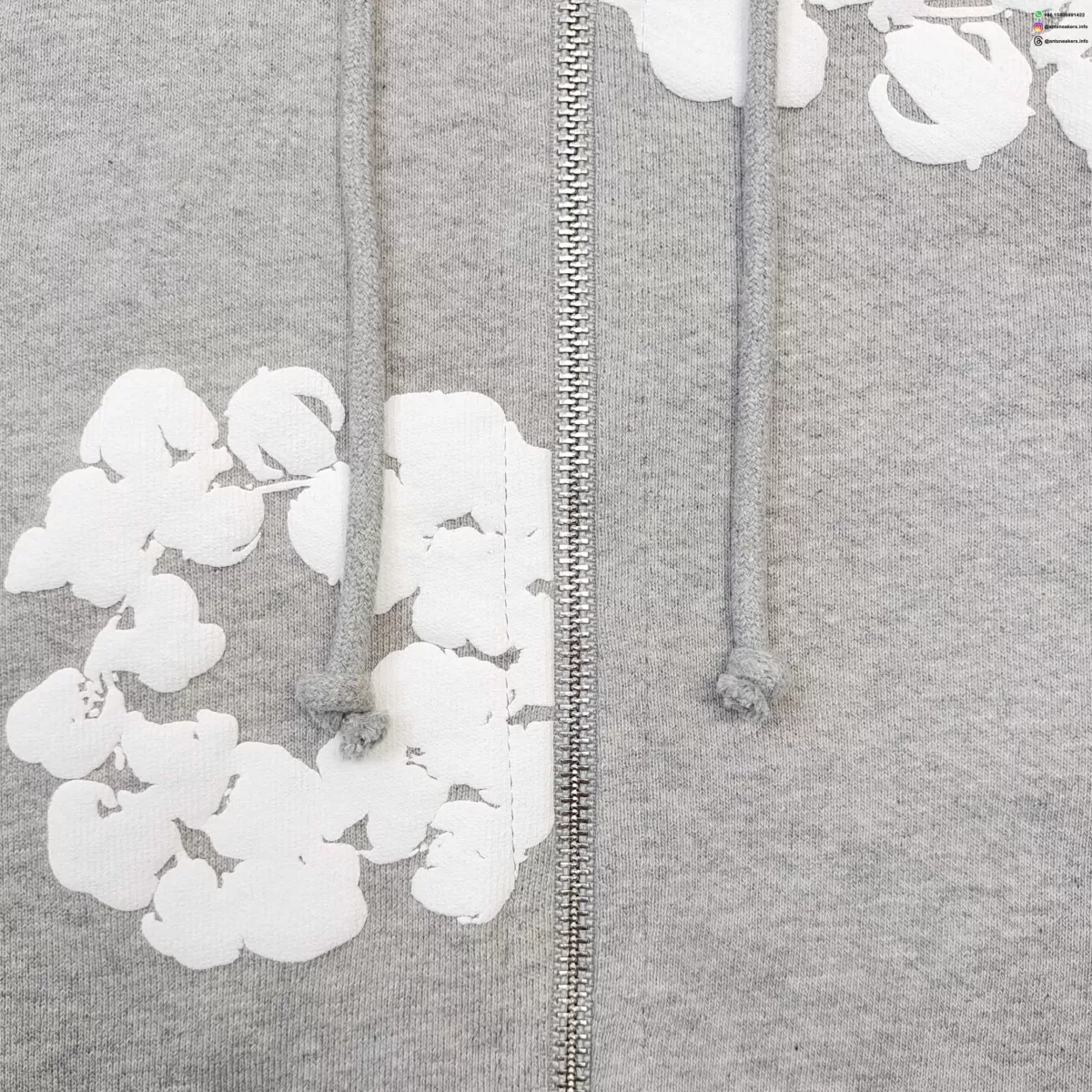 Denim Tears White Cotton Flower Gray Zip Hoodie