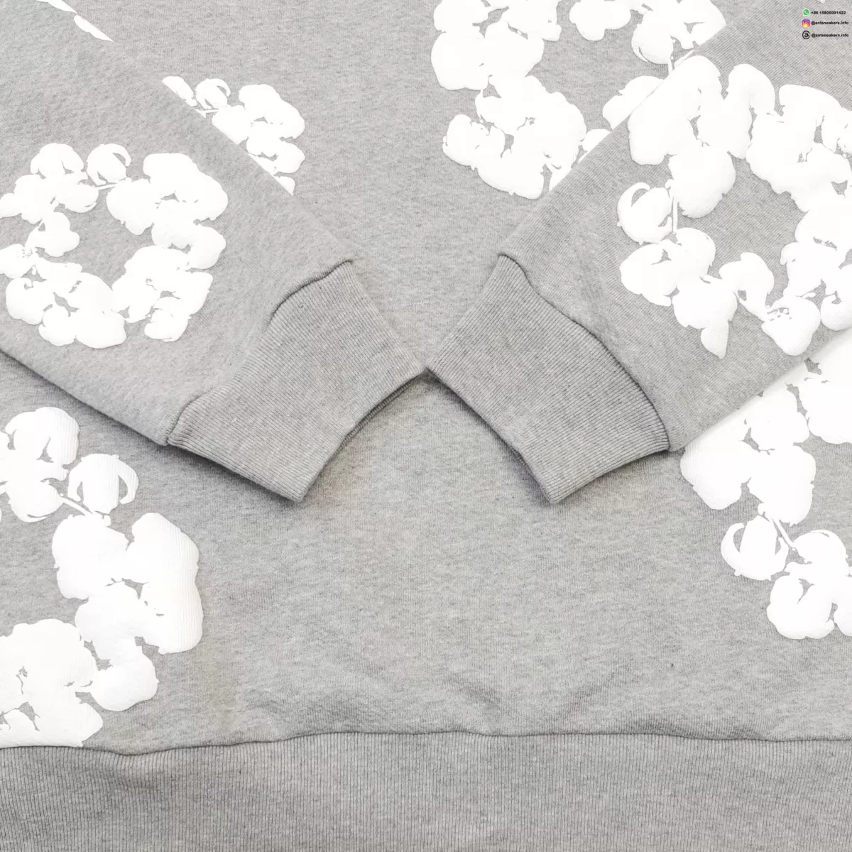 Denim Tears White Cotton Flower Gray Zip Hoodie