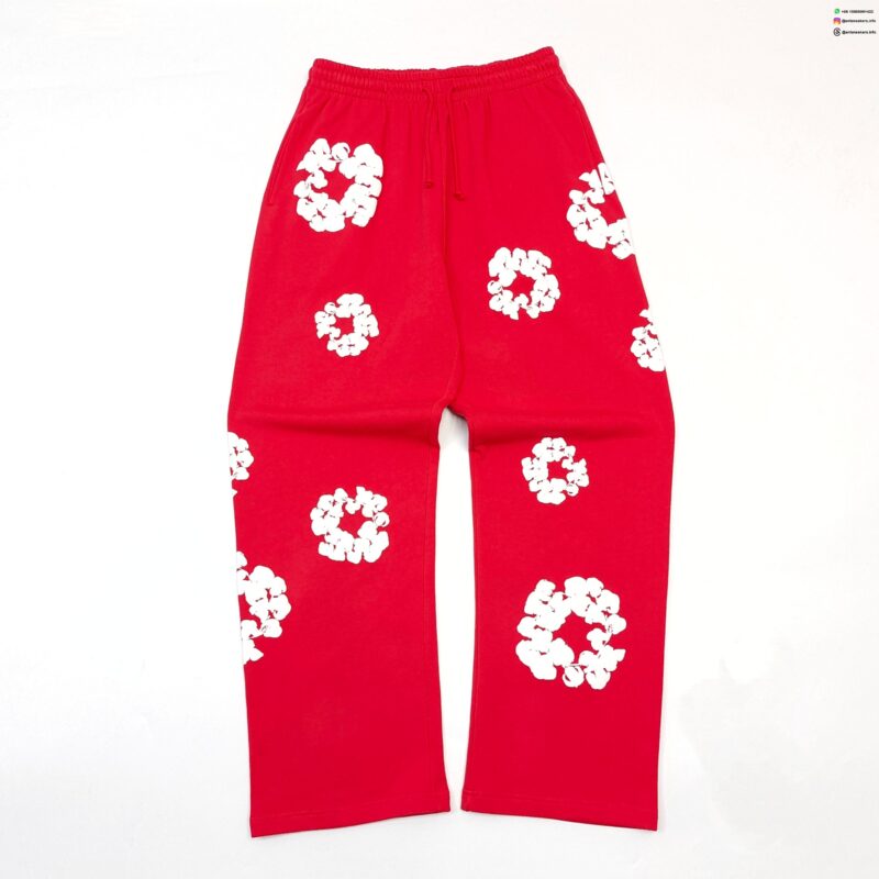 Denim Tears White Cotton Flower Red Straight-Leg Pants
