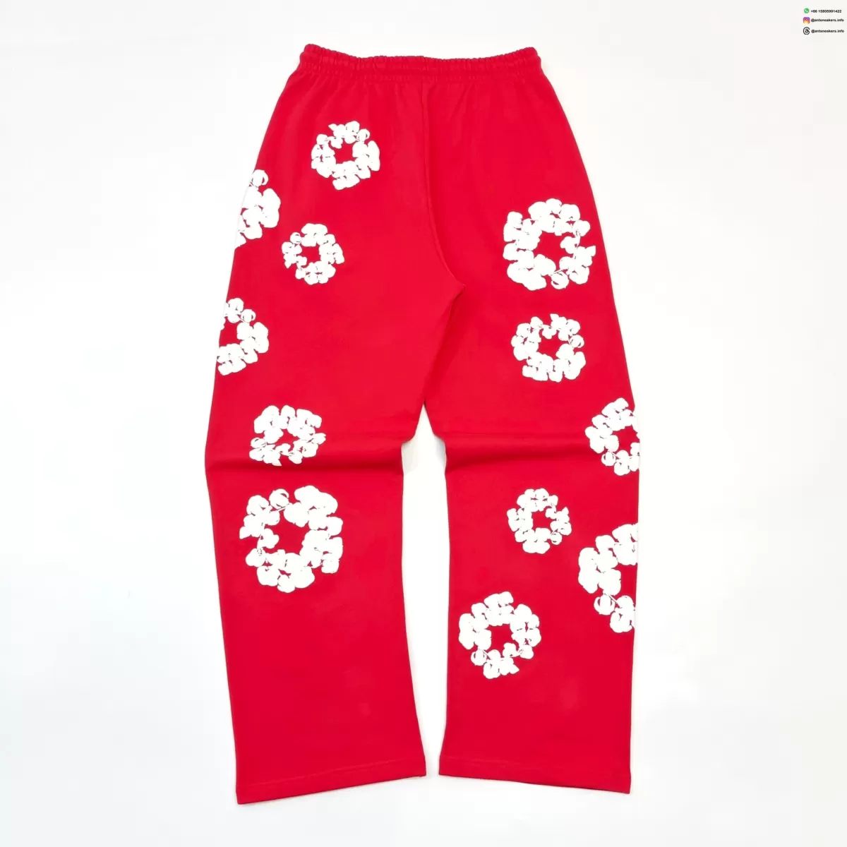 Denim Tears White Cotton Flower Red Straight-Leg Pants