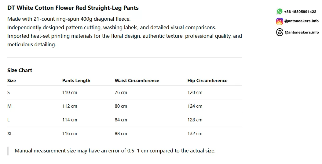 Denim Tears White Cotton Flower Red Straight-Leg Pants