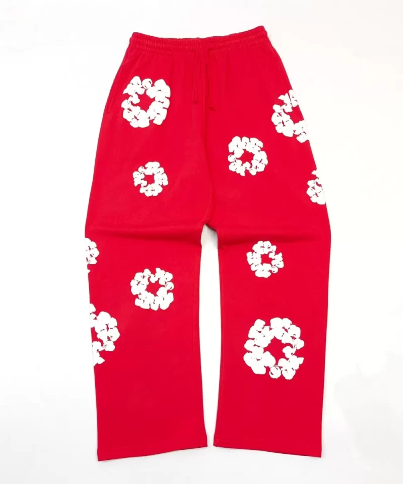 Denim Tears White Cotton Flower Red Straight-Leg Pants