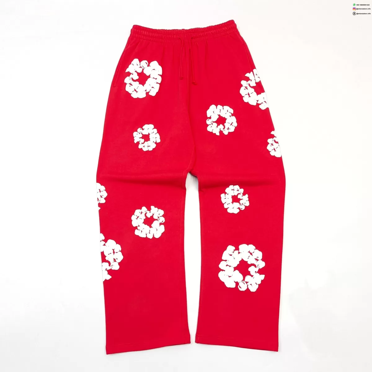 Denim Tears White Cotton Flower Red Straight-Leg Pants