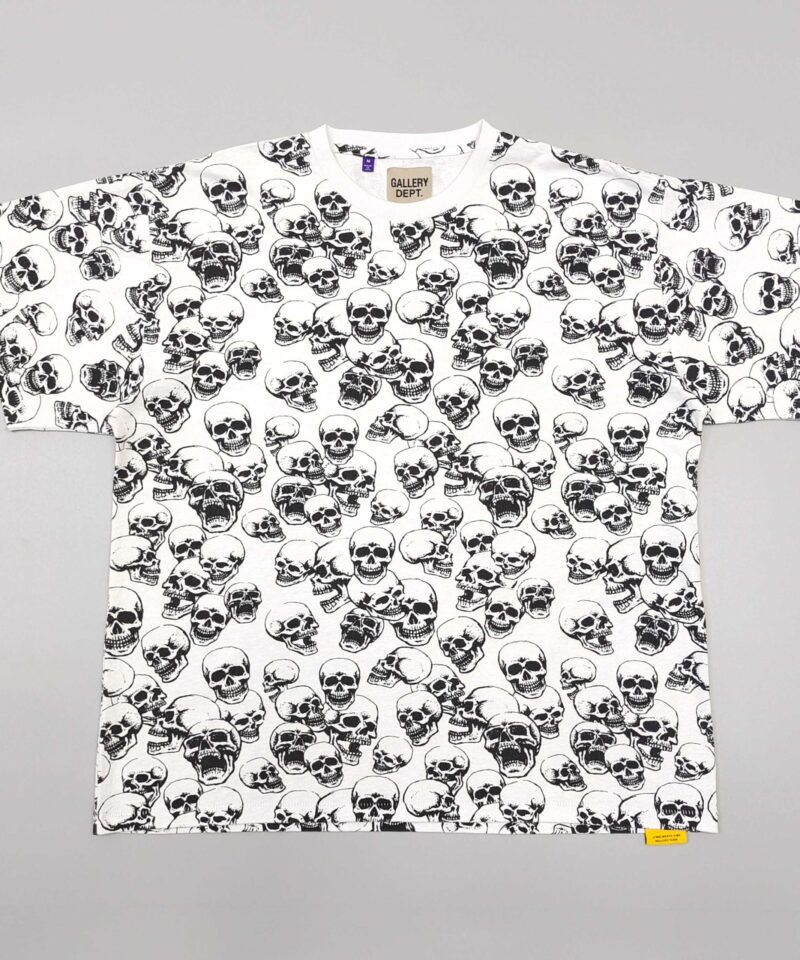 GALLERY DEPT All-over Black Skull White Tee