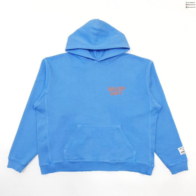 GALLERY DEPT Front and Back Logo Light Blue OS Hoodies