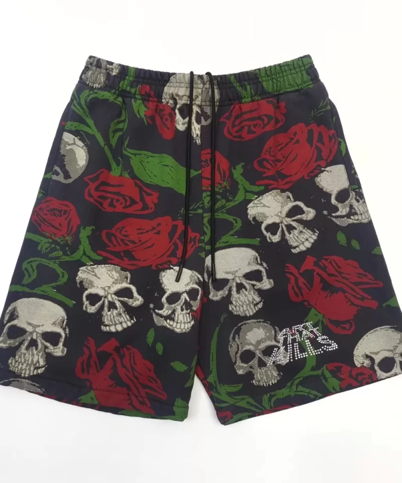 GALLERY DEPT Rose Skull Black Shorts Streetwear