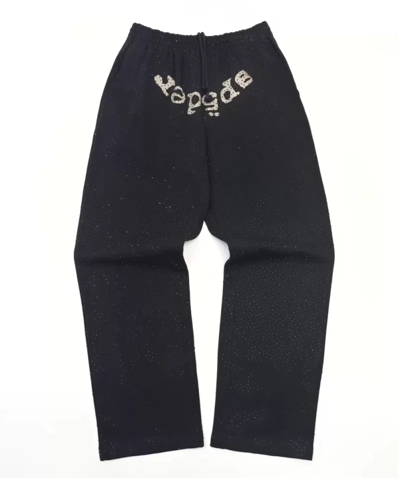 Sp5der Black Rhinestone Sweatpants Streetwear