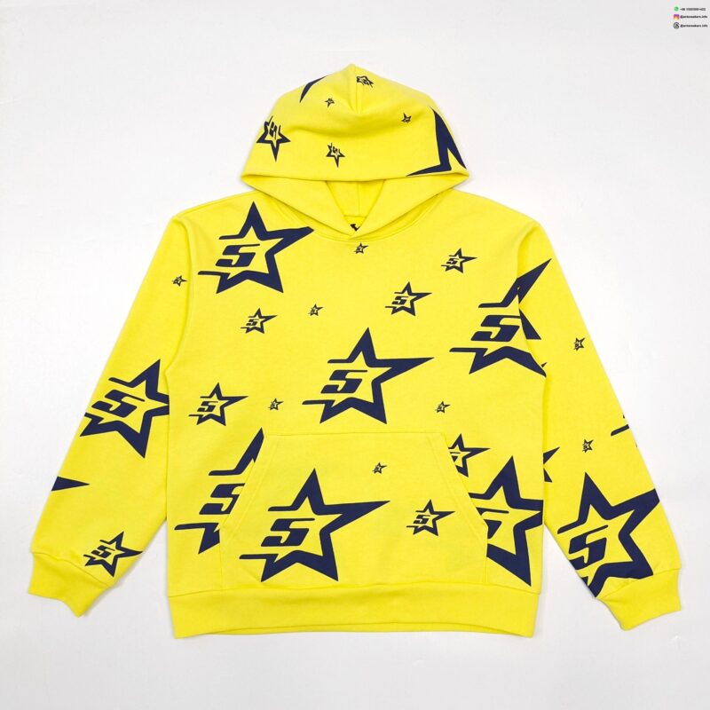 Sp5der Full Print 5-Star Yellow Hoodie
