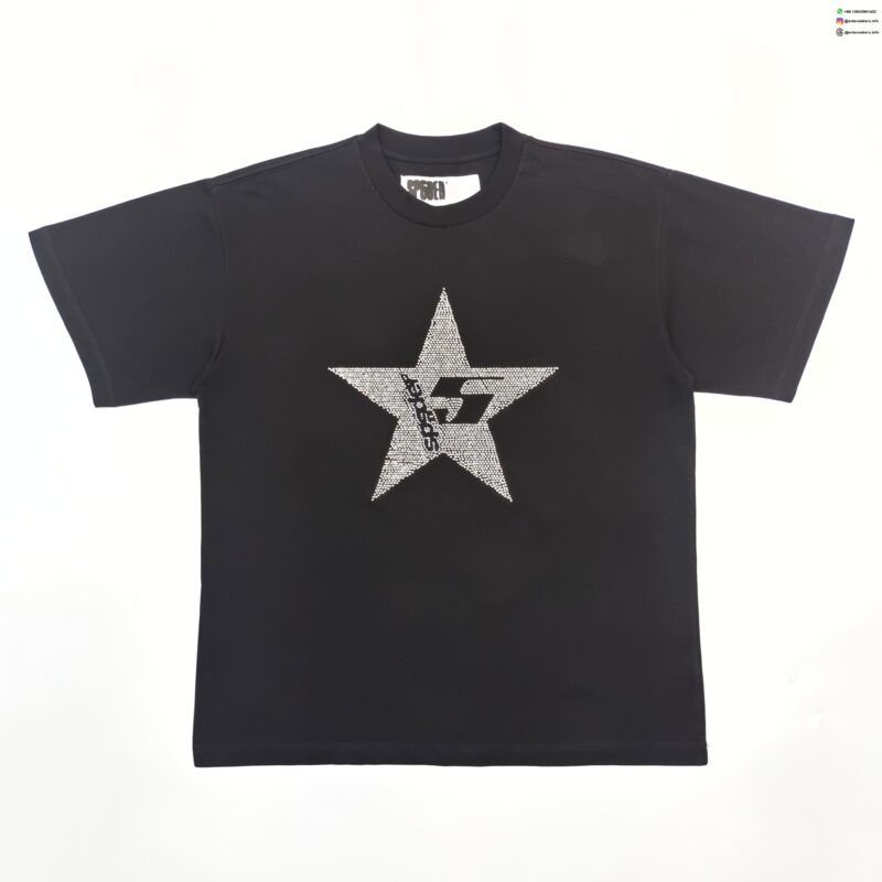 Sp5der Large Pentagram Rhinestone Black Tee