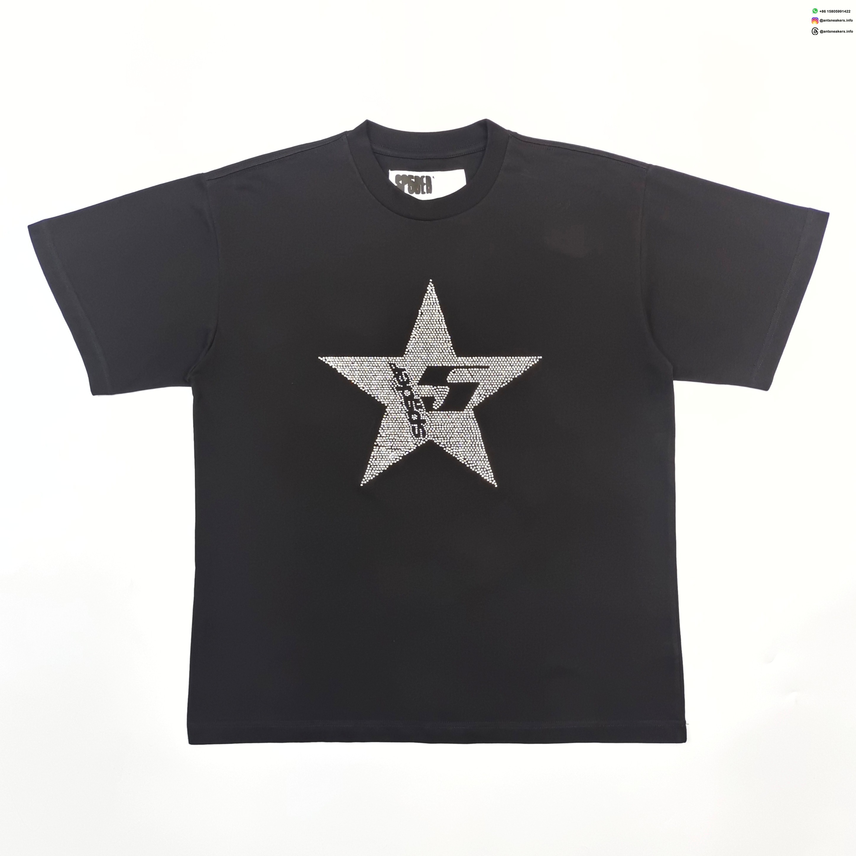 Sp5der Large Pentagram Rhinestone Black Tee