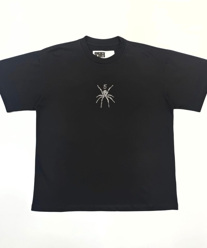 Sp5der Rhinestone Small Spider Black Tee