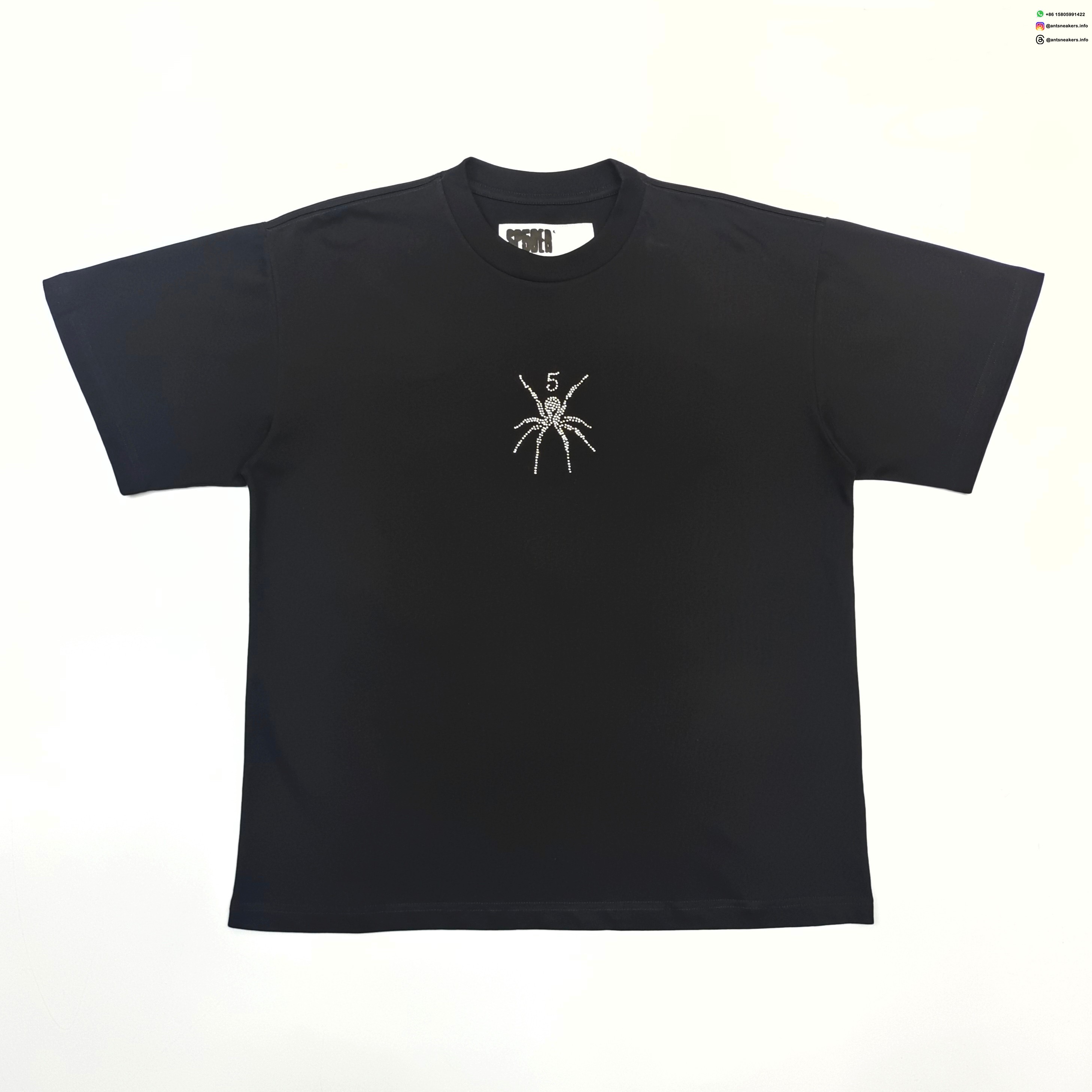 Sp5der Rhinestone Small Spider Black Tee