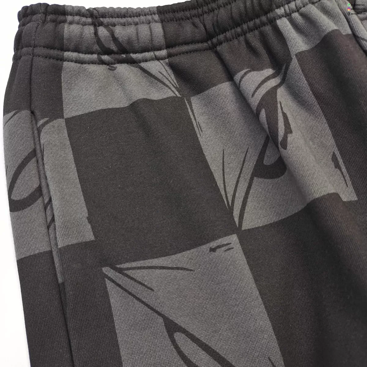 Anti Promo Black & Gray Checkered Sweatpants - Flame Print Streetwear Pants