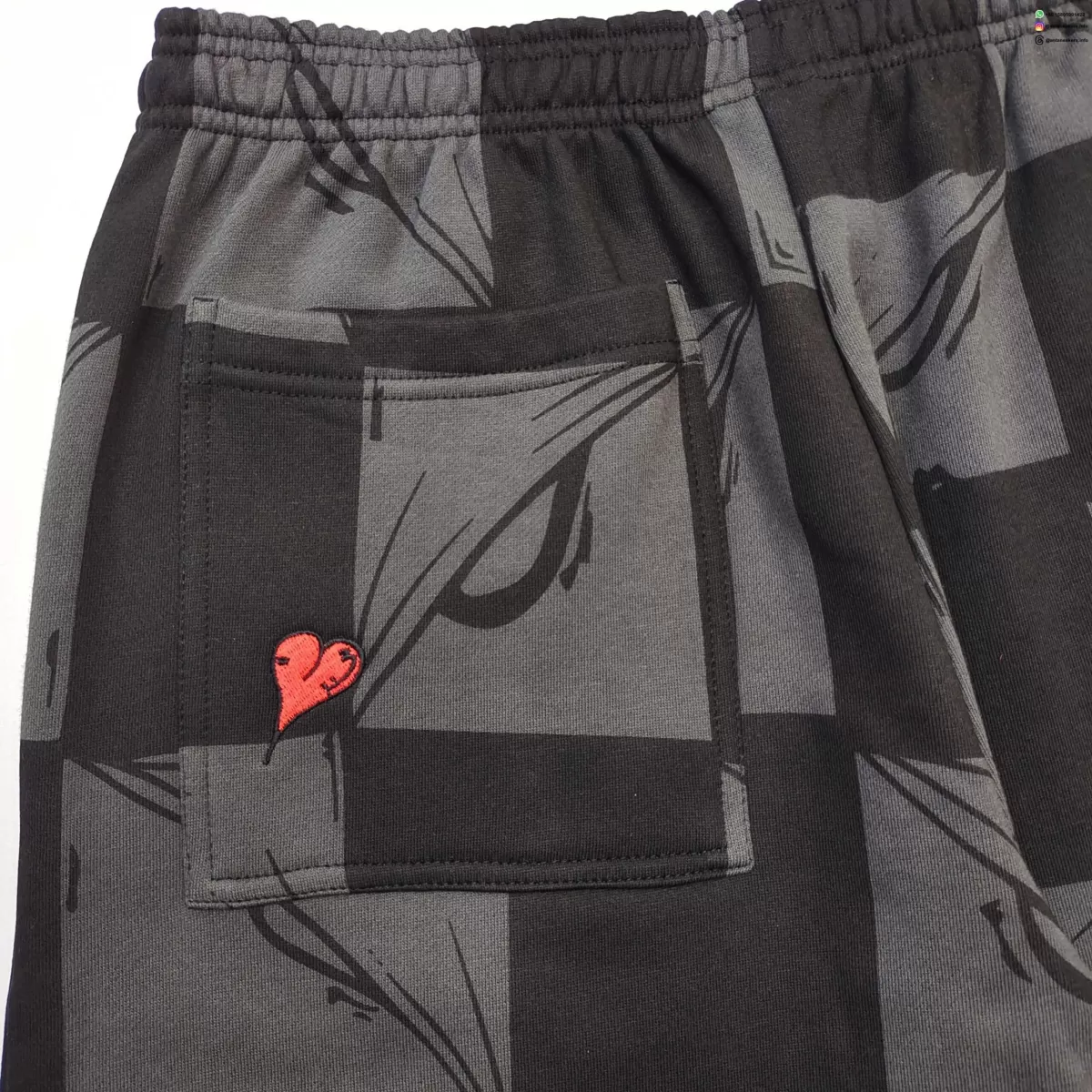 Anti Promo Black & Gray Checkered Sweatpants - Flame Print Streetwear Pants