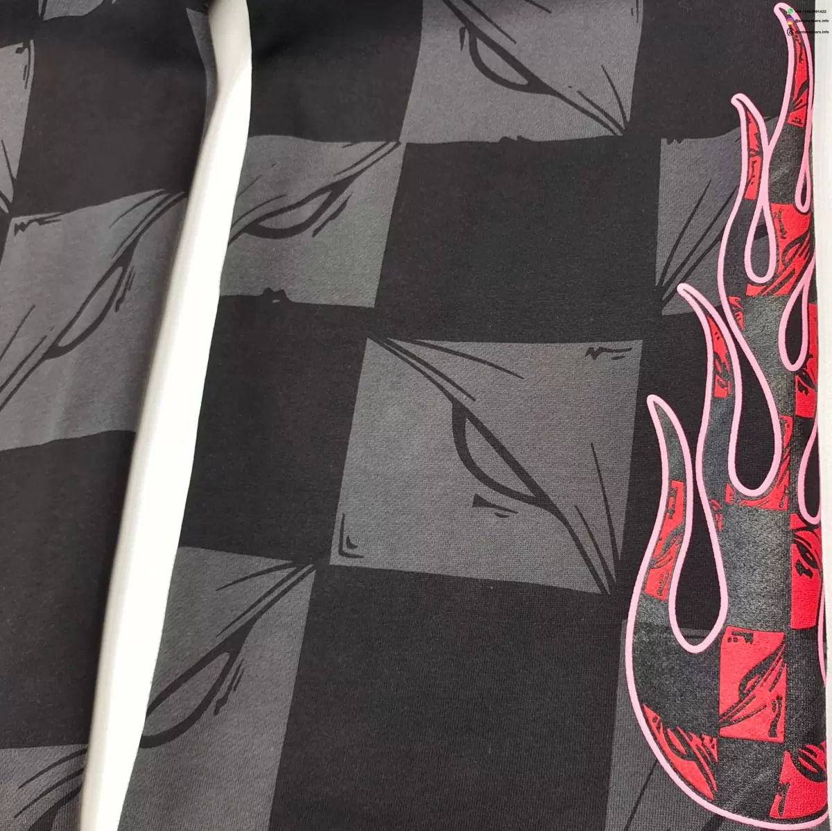 Anti Promo Black & Gray Checkered Sweatpants - Flame Print Streetwear Pants
