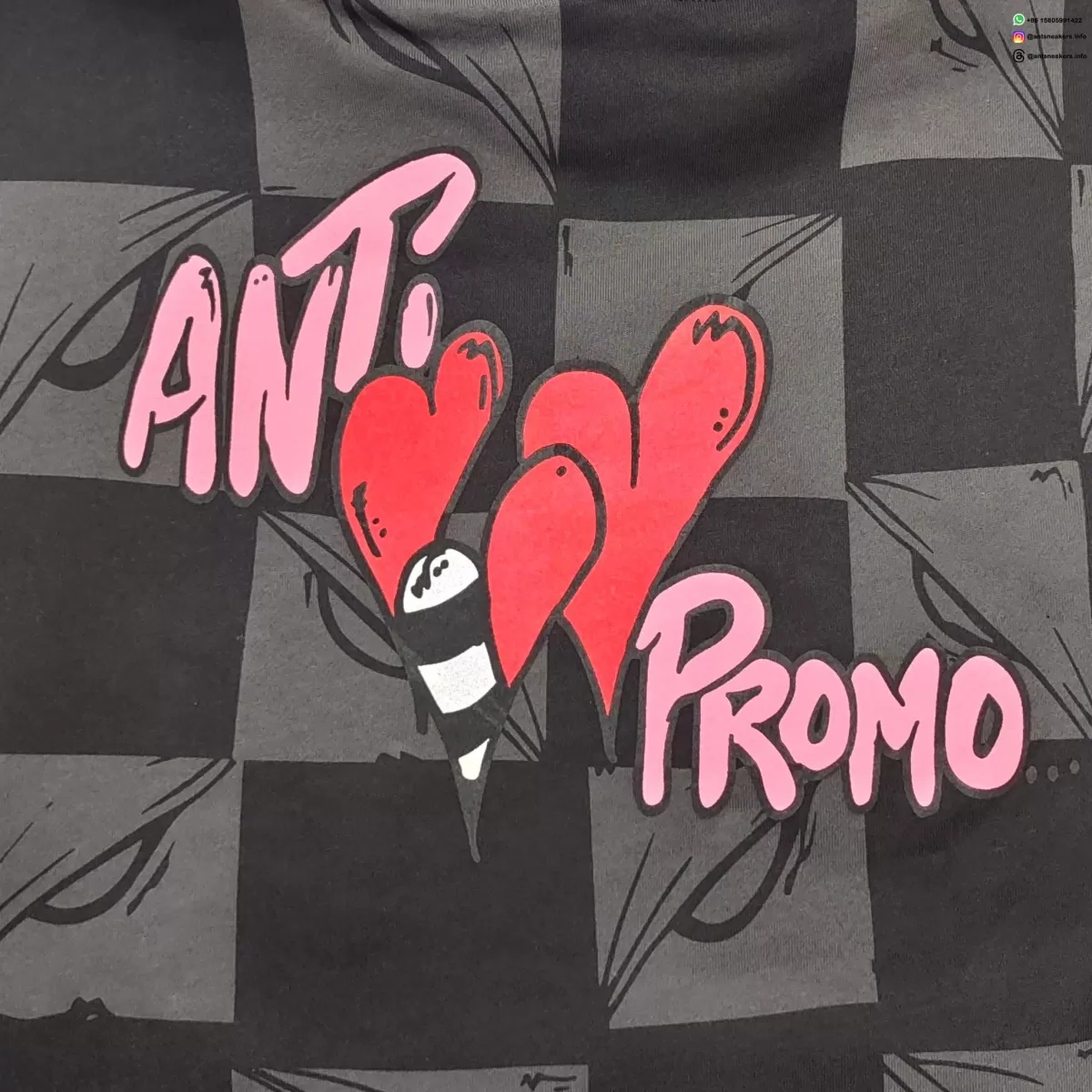 Anti Promo Black & Grey Checkered Flame Hoodie - Luxury Streetwear Pullover