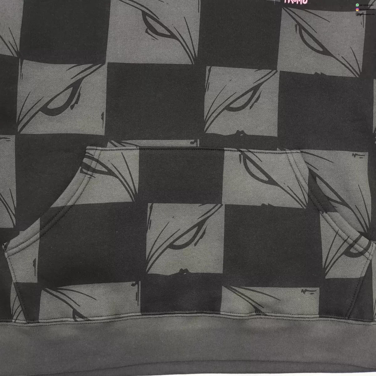 Anti Promo Black & Grey Checkered Flame Hoodie - Luxury Streetwear Pullover