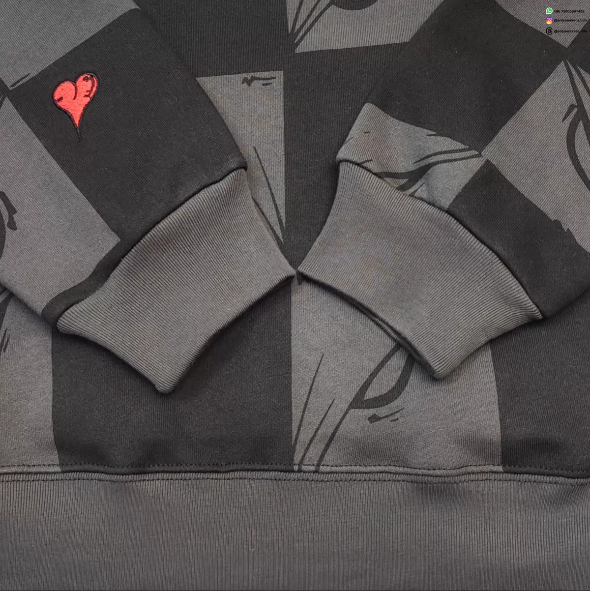 Anti Promo Black & Grey Checkered Flame Hoodie - Luxury Streetwear Pullover