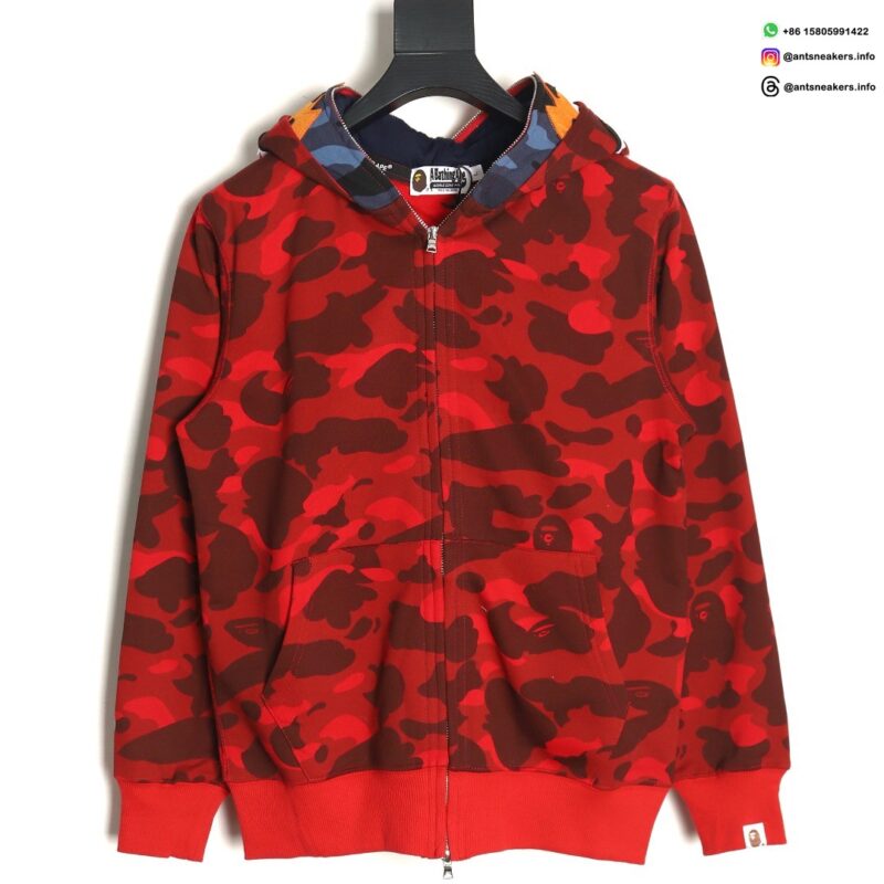 BAPE Red Camo Shark Tiger Full-Zip Hoodie