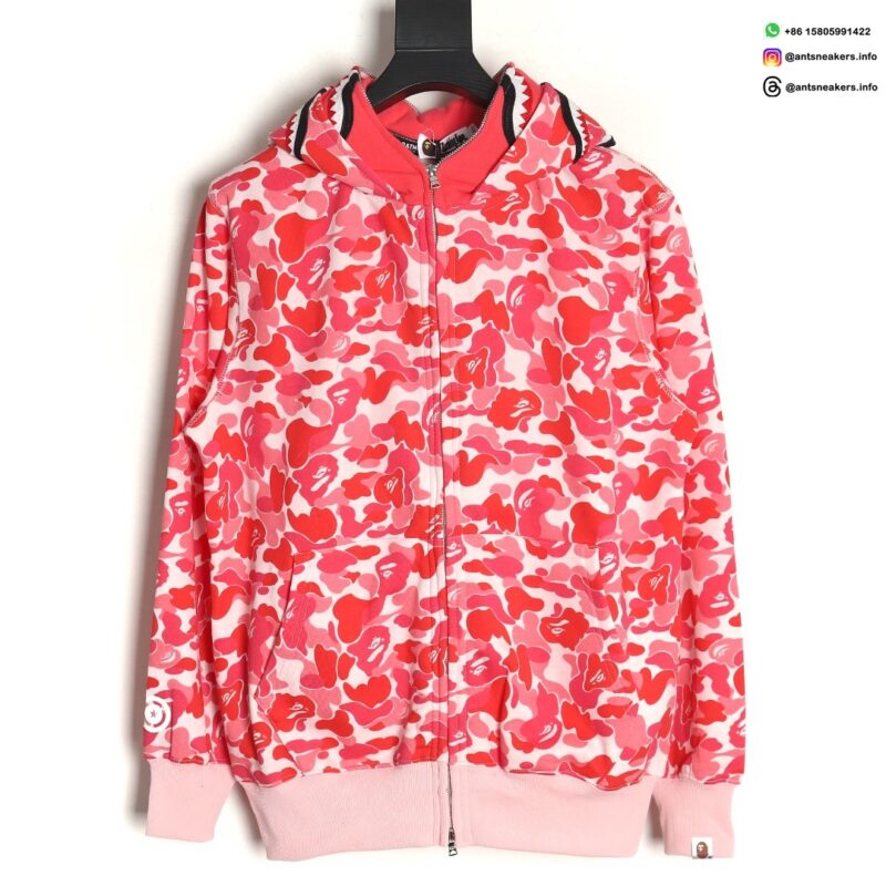 BAPE Red Camo Shark Tiger Multi-Logo Full Zip Hoodie