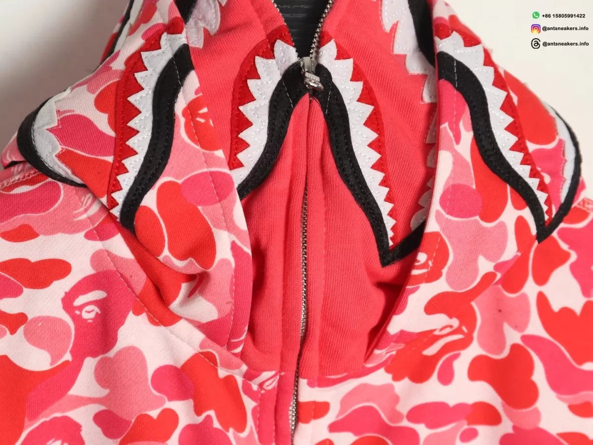 BAPE Red Camo Shark Tiger Multi-Logo Full Zip Hoodie