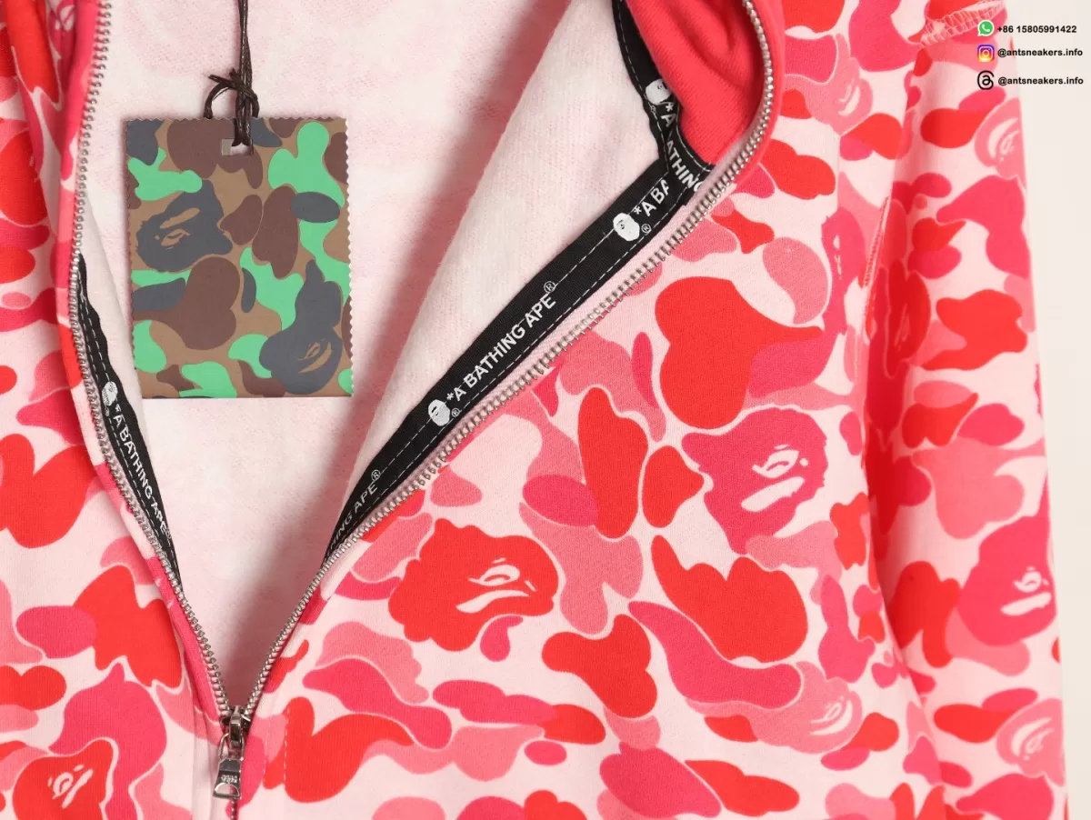 BAPE Red Camo Shark Tiger Multi-Logo Full Zip Hoodie