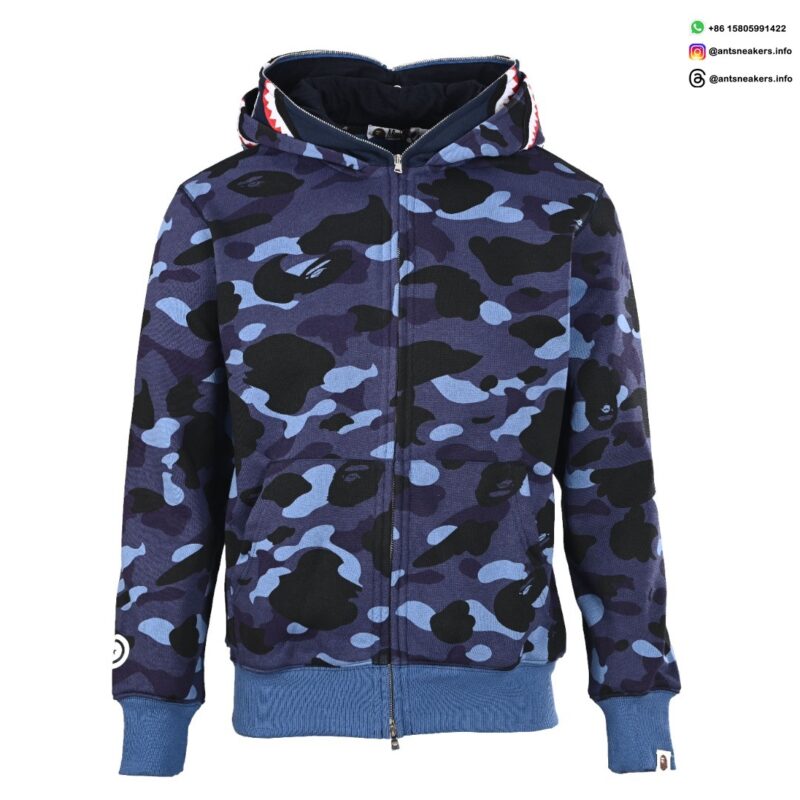 BAPE Shark Head Tiger Head Camo Full-Zip Hoodie (Blue Camo)