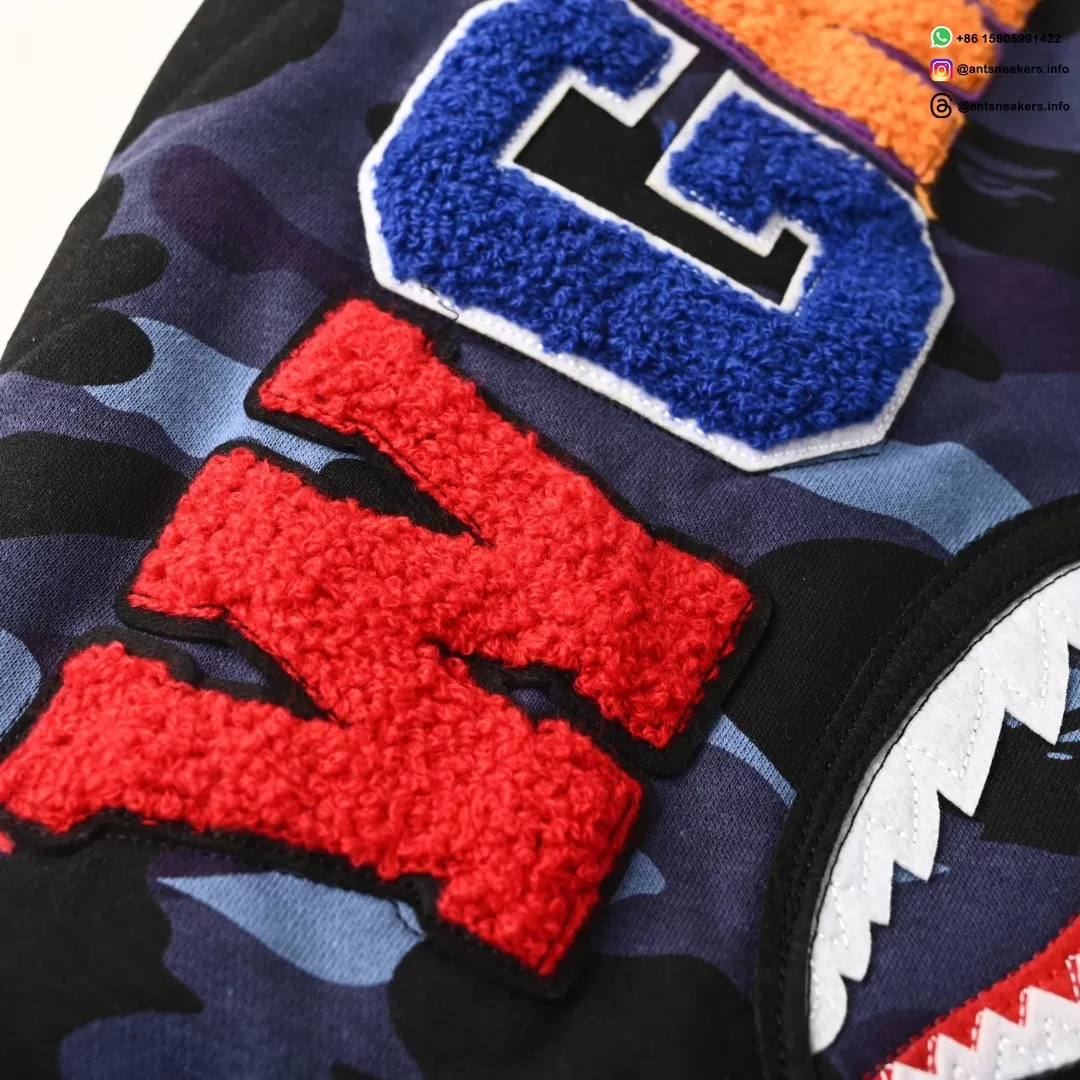 BAPE Shark Head Tiger Head Camo Full-Zip Hoodie (Blue Camo)