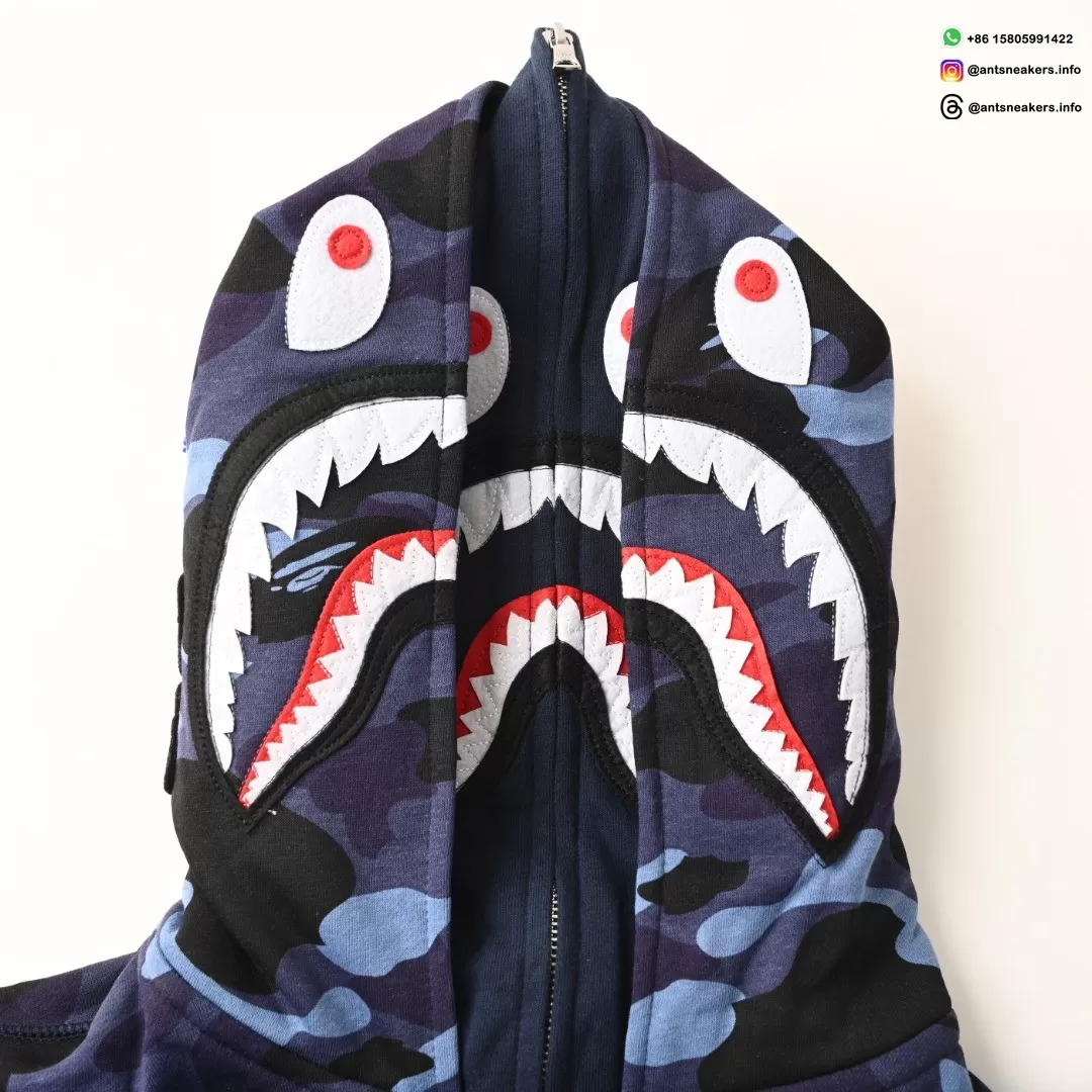 BAPE Shark Head Tiger Head Camo Full-Zip Hoodie (Blue Camo)