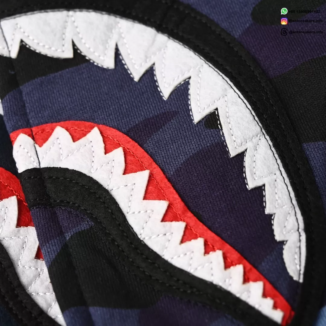 BAPE Shark Head Tiger Head Camo Full-Zip Hoodie (Blue Camo)