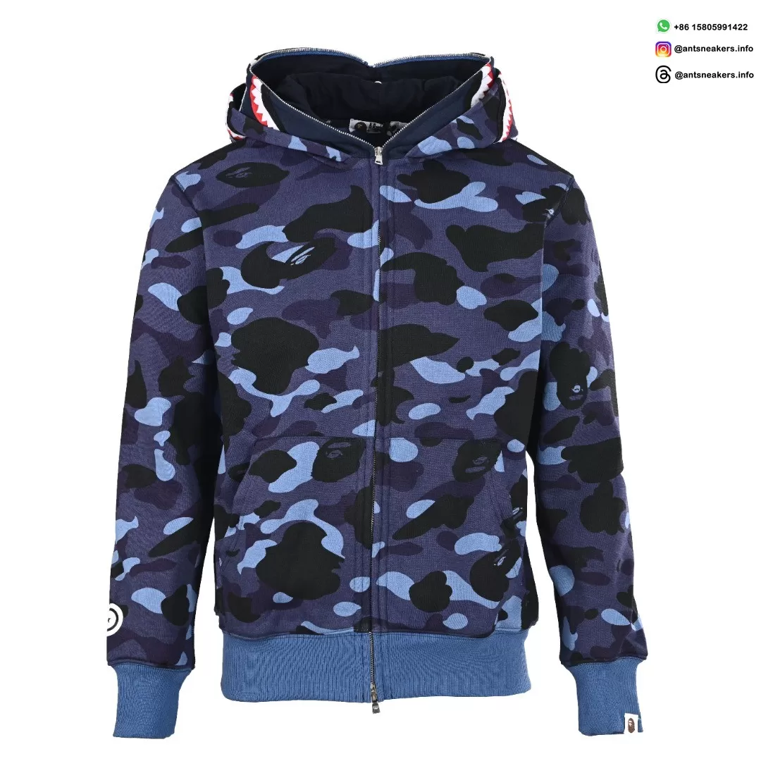BAPE Shark Head Tiger Head Camo Full-Zip Hoodie (Blue Camo)