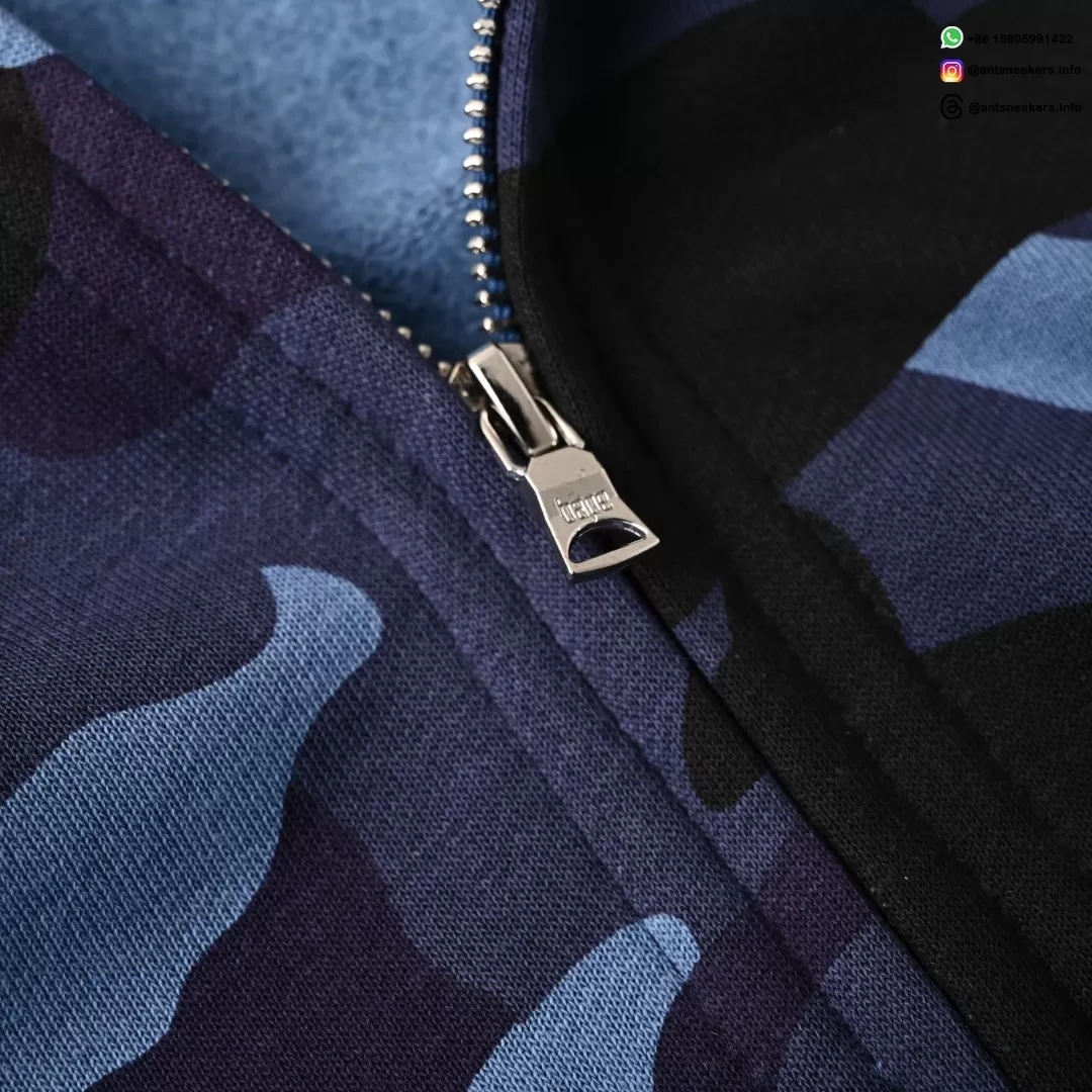 BAPE Shark Head Tiger Head Camo Full-Zip Hoodie (Blue Camo)