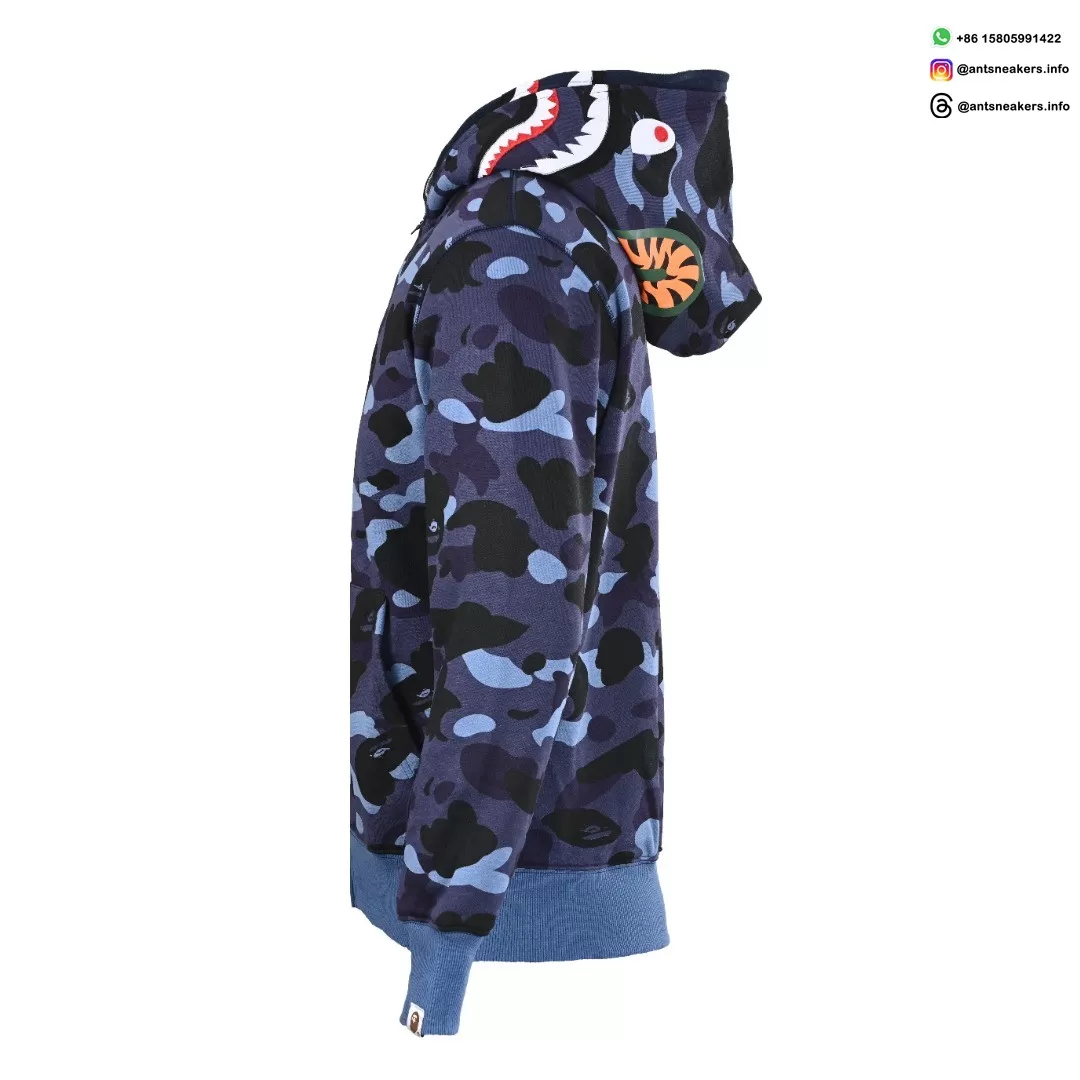BAPE Shark Head Tiger Head Camo Full-Zip Hoodie (Blue Camo)