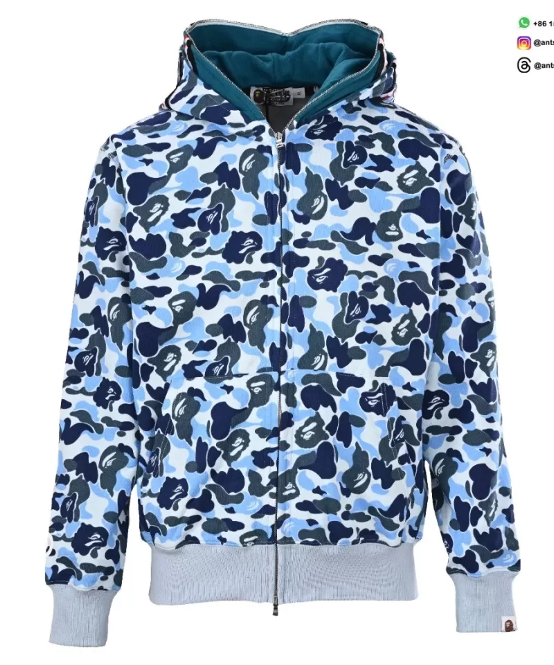 BAPE Shark Head Tiger Head Full Zip Camouflage Hoodie