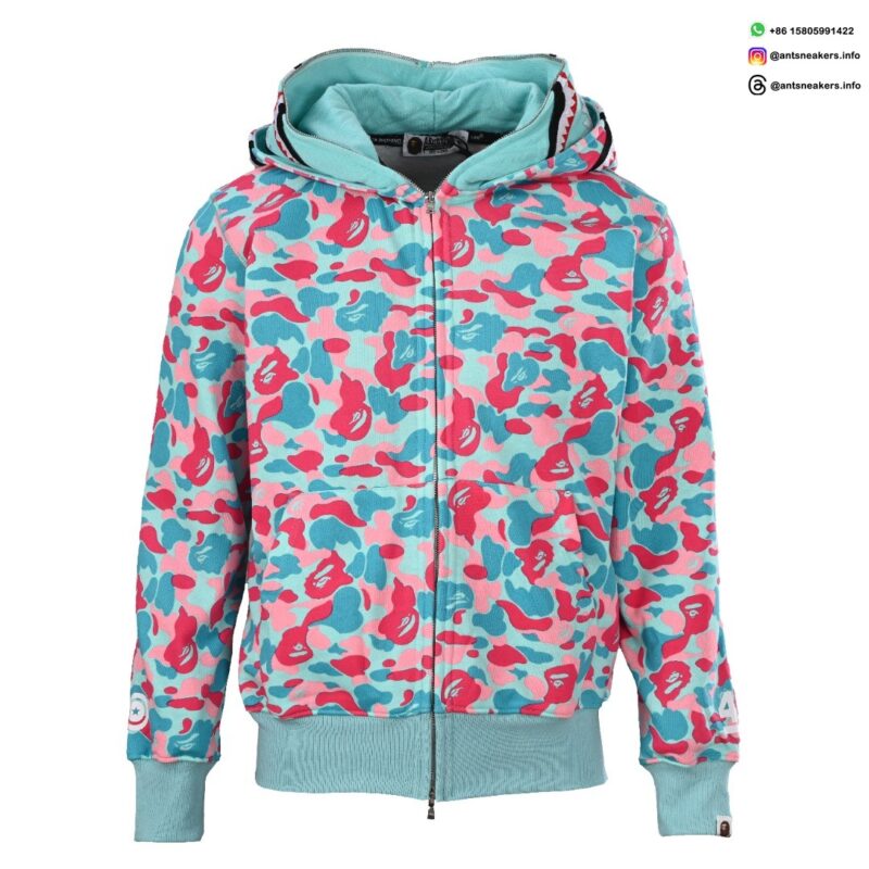 BAPE Shark Head Tiger Head Zip-Up Multicolor Camouflage Hoodie