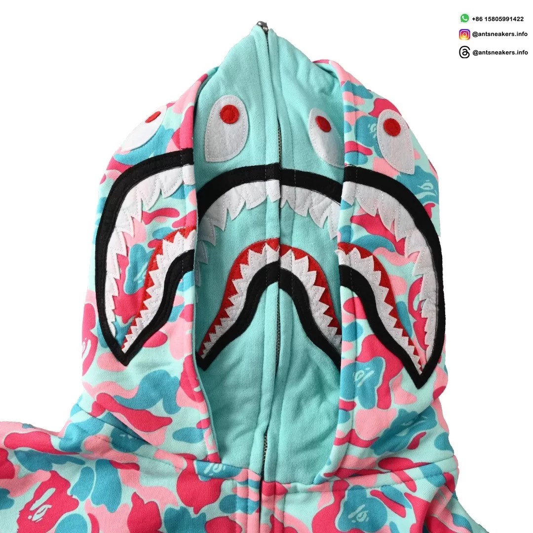 BAPE Shark Head Tiger Head Zip-Up Multicolor Camouflage Hoodie
