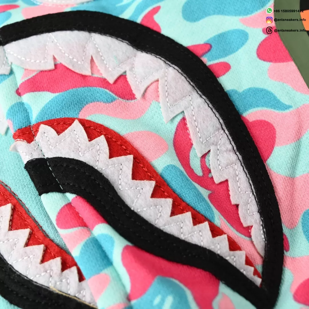 BAPE Shark Head Tiger Head Zip-Up Multicolor Camouflage Hoodie