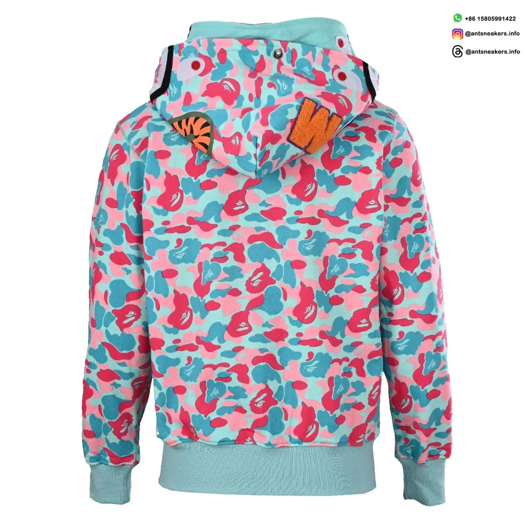 BAPE Shark Head Tiger Head Zip-Up Multicolor Camouflage Hoodie