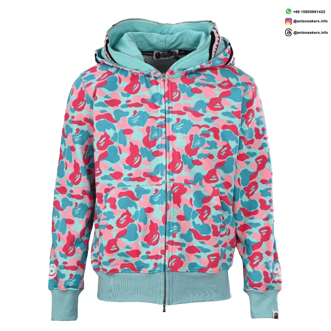 BAPE Shark Head Tiger Head Zip-Up Multicolor Camouflage Hoodie
