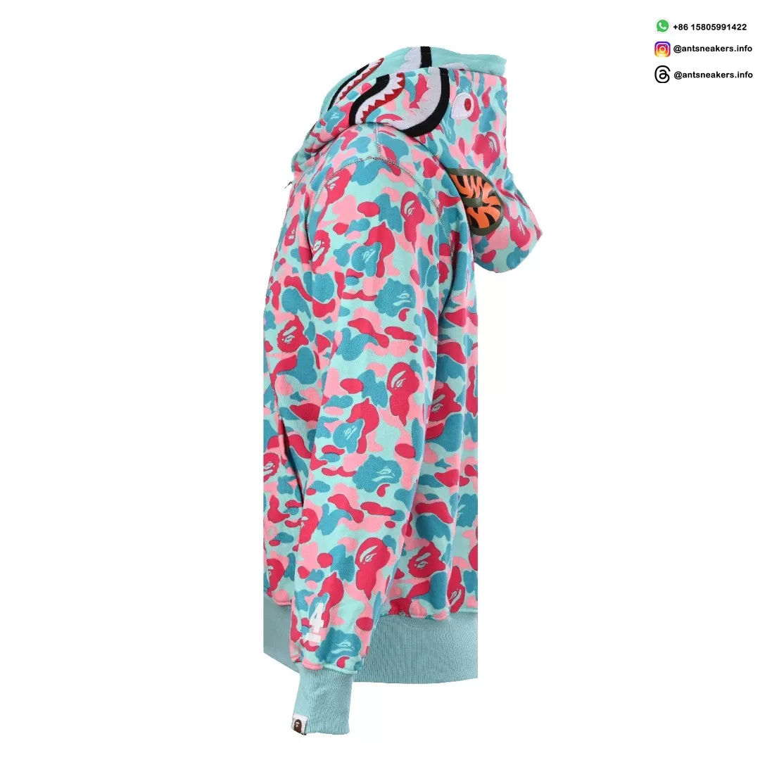 BAPE Shark Head Tiger Head Zip-Up Multicolor Camouflage Hoodie