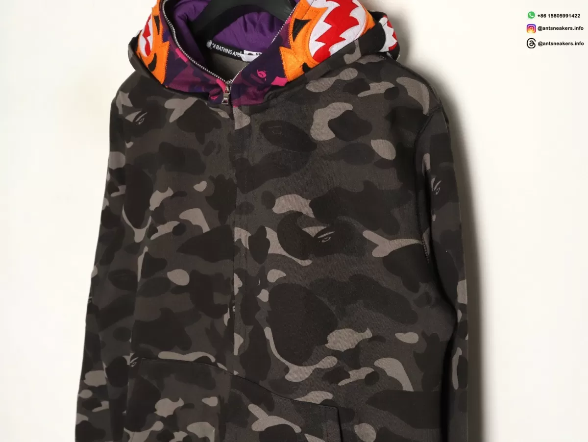 BAPE Shark Tiger Head Camo Glow-in-the-Dark Full-Zip Hoodie
