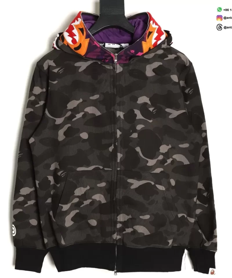 BAPE Shark Tiger Head Camo Glow-in-the-Dark Full-Zip Hoodie