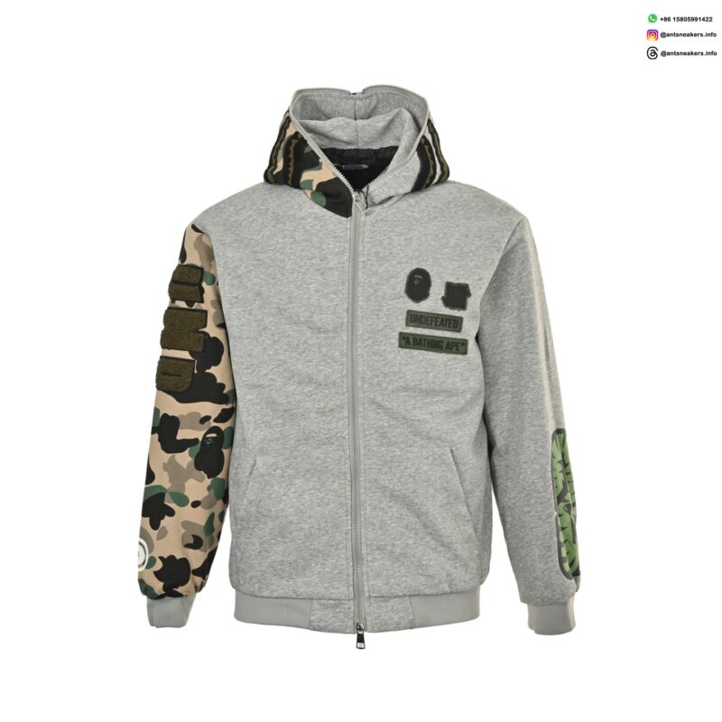 Bape 25FW Camouflage Patchwork Shark Head Multi-Logo Zip Jacket