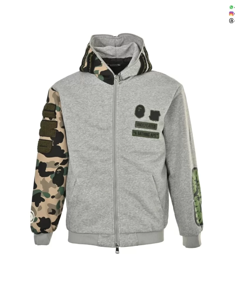 Bape 25FW Camouflage Patchwork Shark Head Multi-Logo Zip Jacket