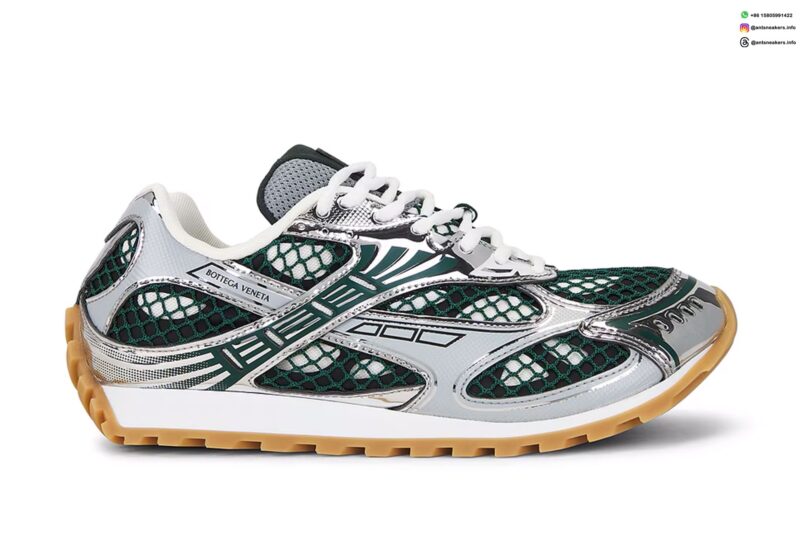 Bottega Veneta Silver Dark Green Orbit Sneakers 741357-V2X40-3031