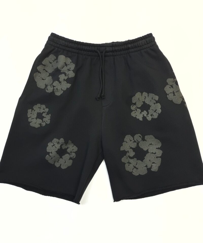 DENIM TEARS 25 Carbon Black Cotton Floral Shorts