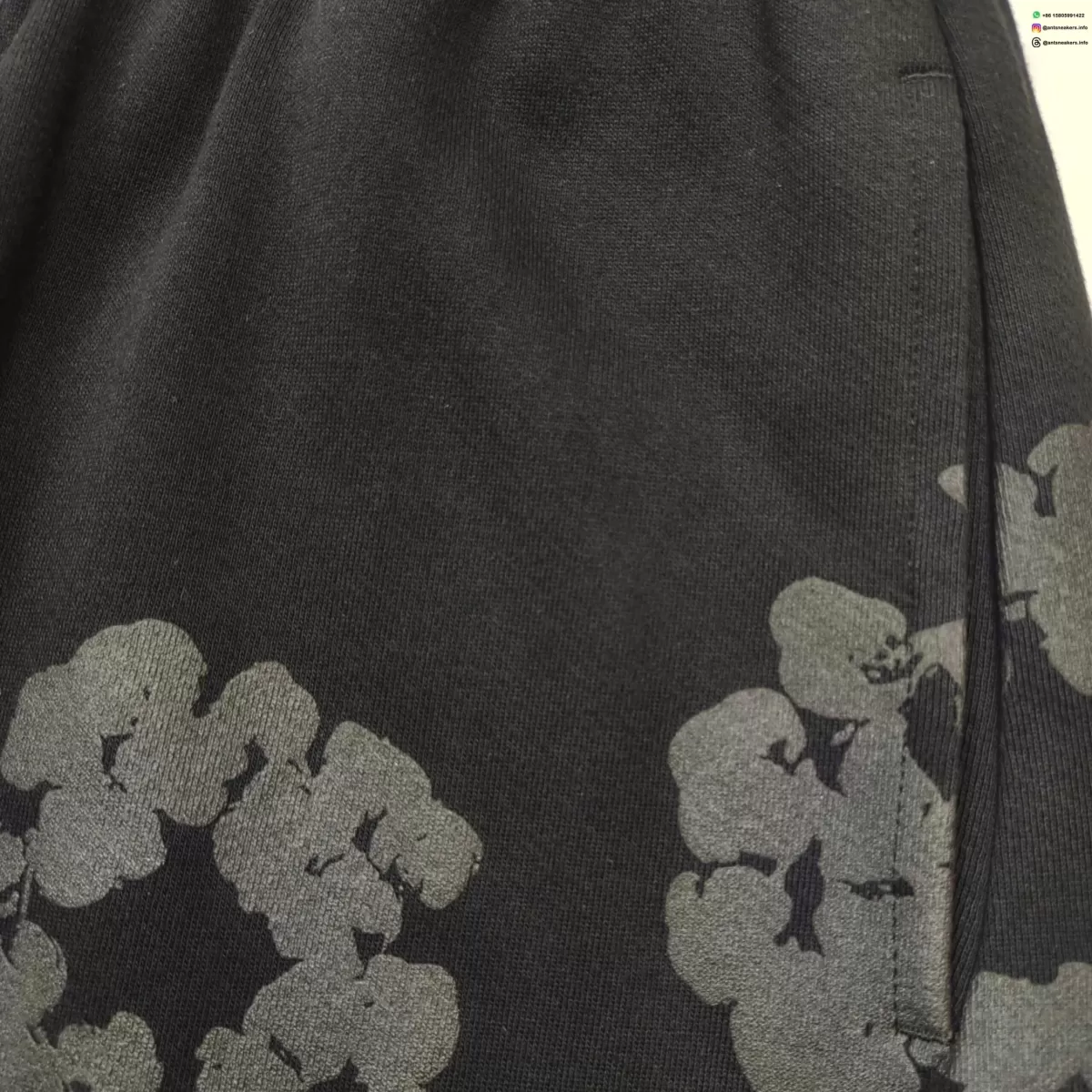 DENIM TEARS 25 Carbon Black Cotton Floral Shorts
