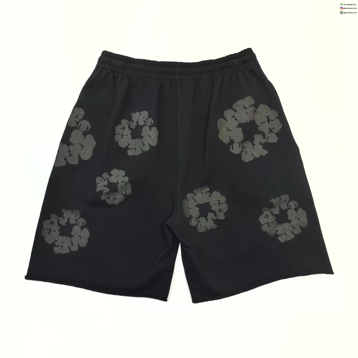 DENIM TEARS 25 Carbon Black Cotton Floral Shorts